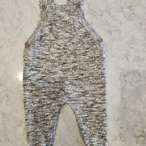 Zara Kids Knit Overalls - Gray and Cream
